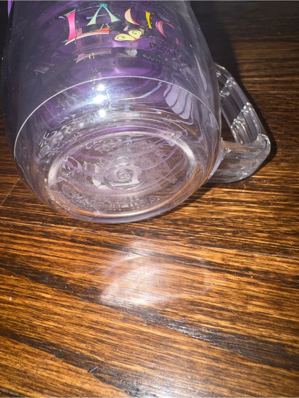 Tritan Clear Acrylic Travel Mug with Bright Purple Lid